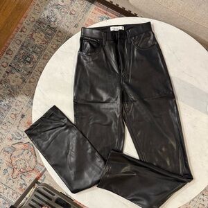 Abercrombie and Fitch 90s Straight Ultra High Rise black leather pant